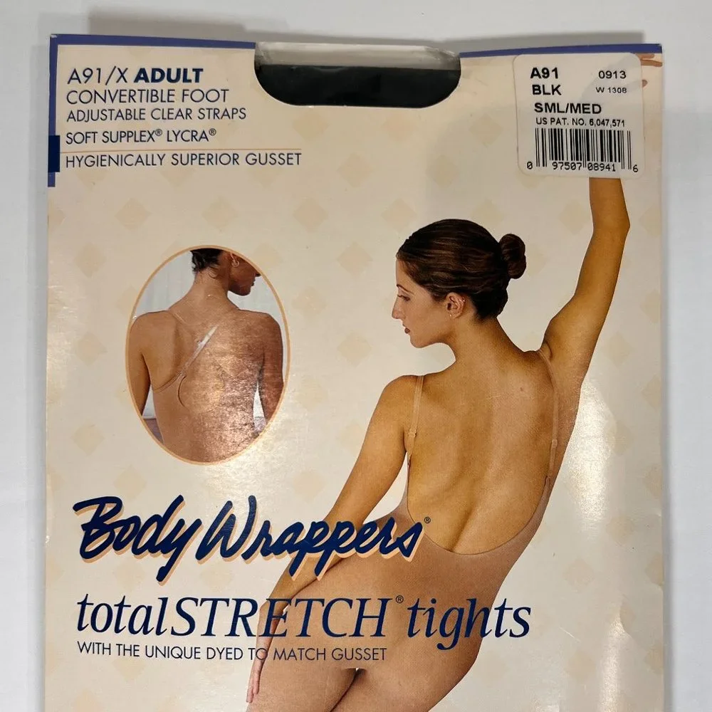 Body Wrappers totalStretch ADULT Convertible Foot Body Tight A91 Black S/M